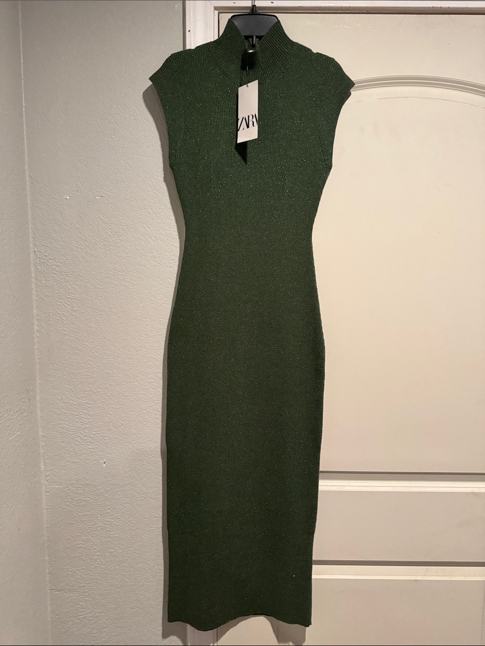 Zara Dark Olive Knit Midi Dress